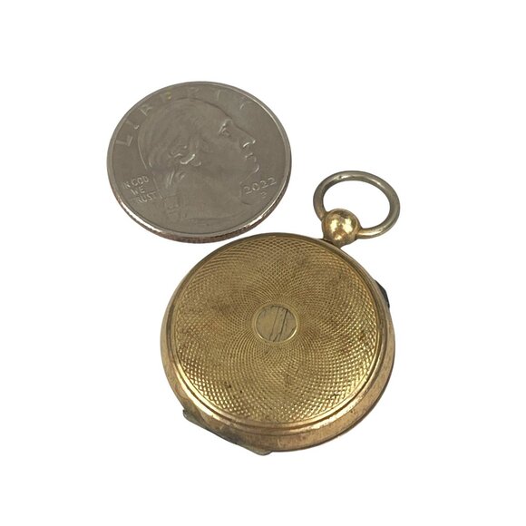 Antique Gold Tone Double-Sided Locket Pendant With Intricate Textured Design & L - Picture 8 of 8